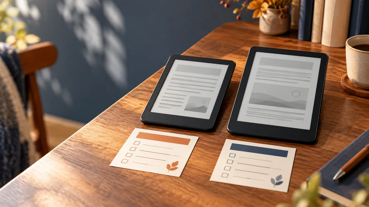 旧型と新型の電子書籍リーダーを比較するイメージ