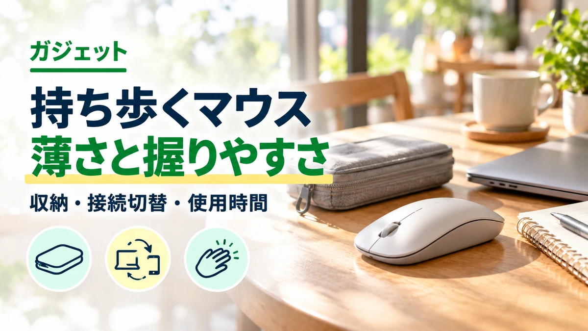 持ち歩くマウス・薄さと握りやすさのイメージ