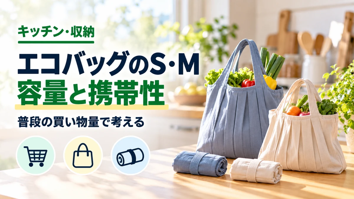 エコバッグのS・Mの容量と携帯性を紹介するカバー