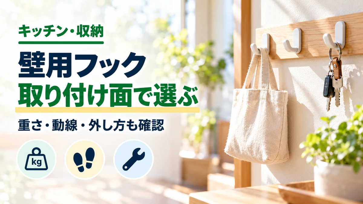 壁用フックの取り付け面と外し方を確認するカバー