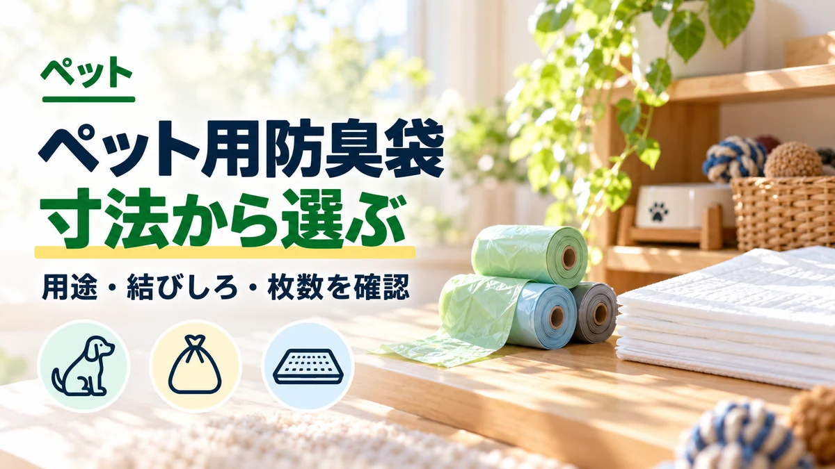 ペット用防臭袋の寸法と結びしろを確認するカバー