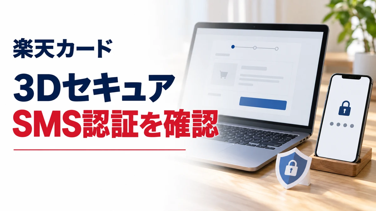 3Dセキュア。SMS認証を確認を説明する楽天カードの記事画像