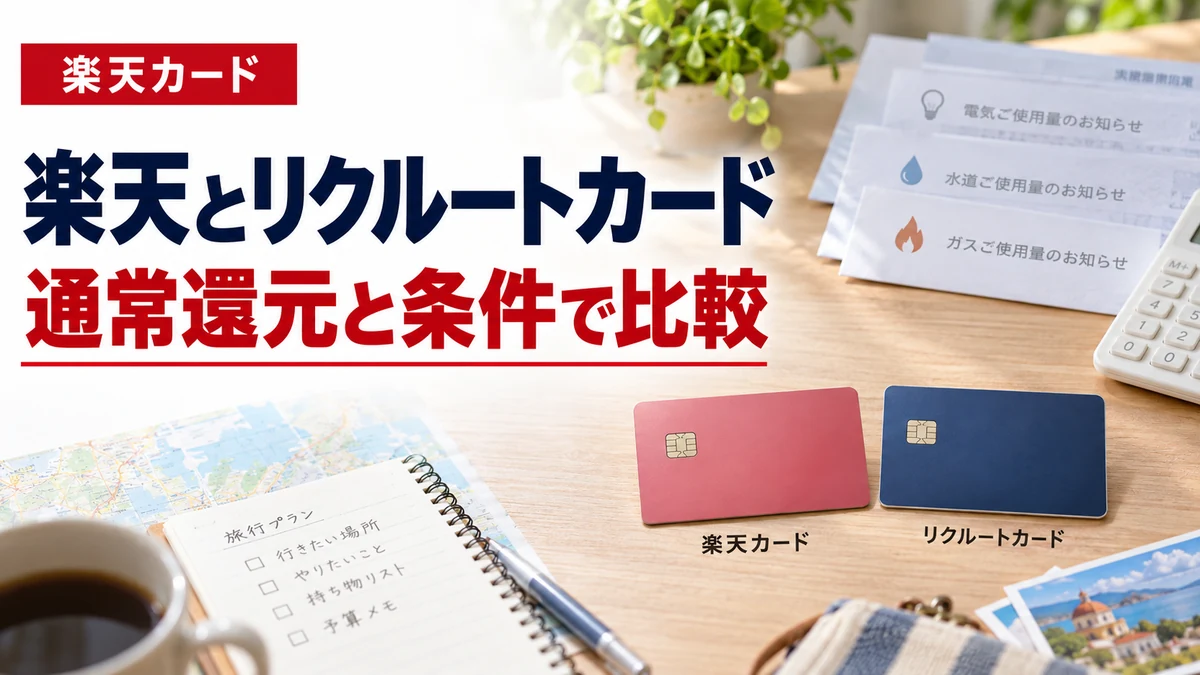 楽天とリクルートカード。通常還元と条件で比較を説明する楽天カードの記事画像
