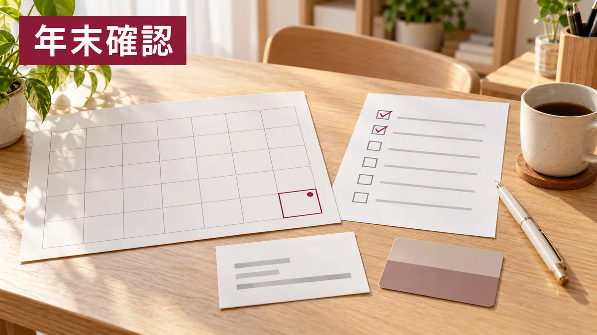 ふるさと納税の年末手続きをカレンダーとチェック表で確認するイメージ