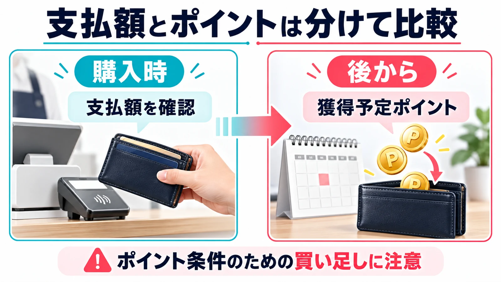 支払額と後から使うポイントを分けて比較する