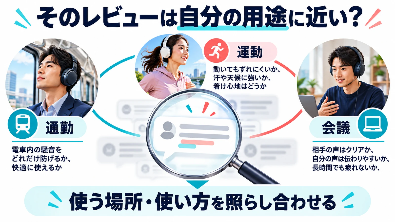 レビューの用途と自分の使い方を照合する
