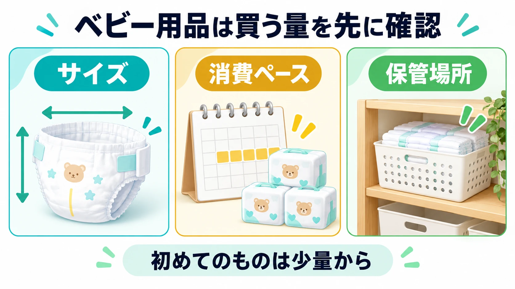 ベビー用品は買う量を先に確認