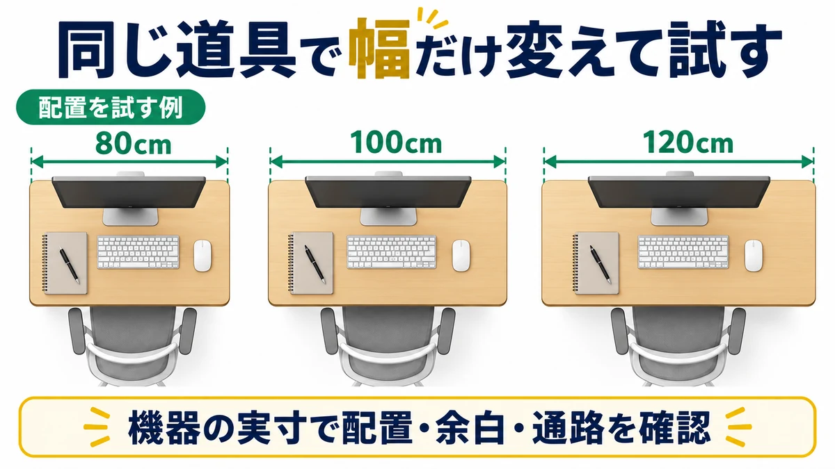 同じ道具で幅だけ変えて試すの図解