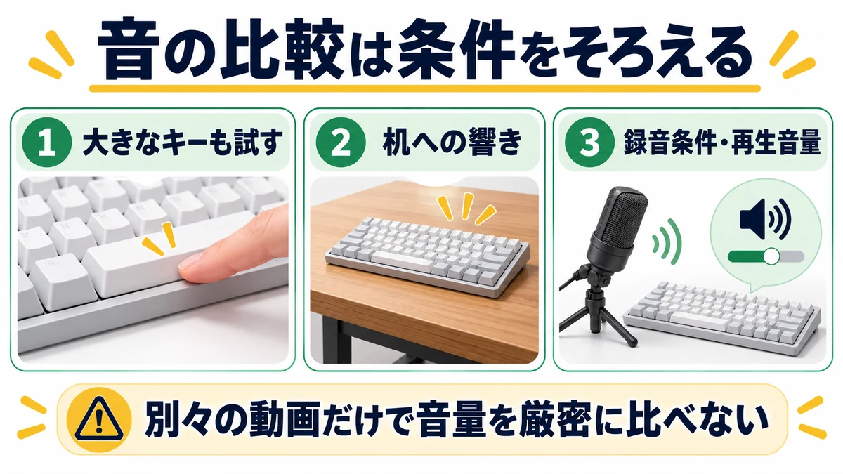 音の比較は条件をそろえるの図解