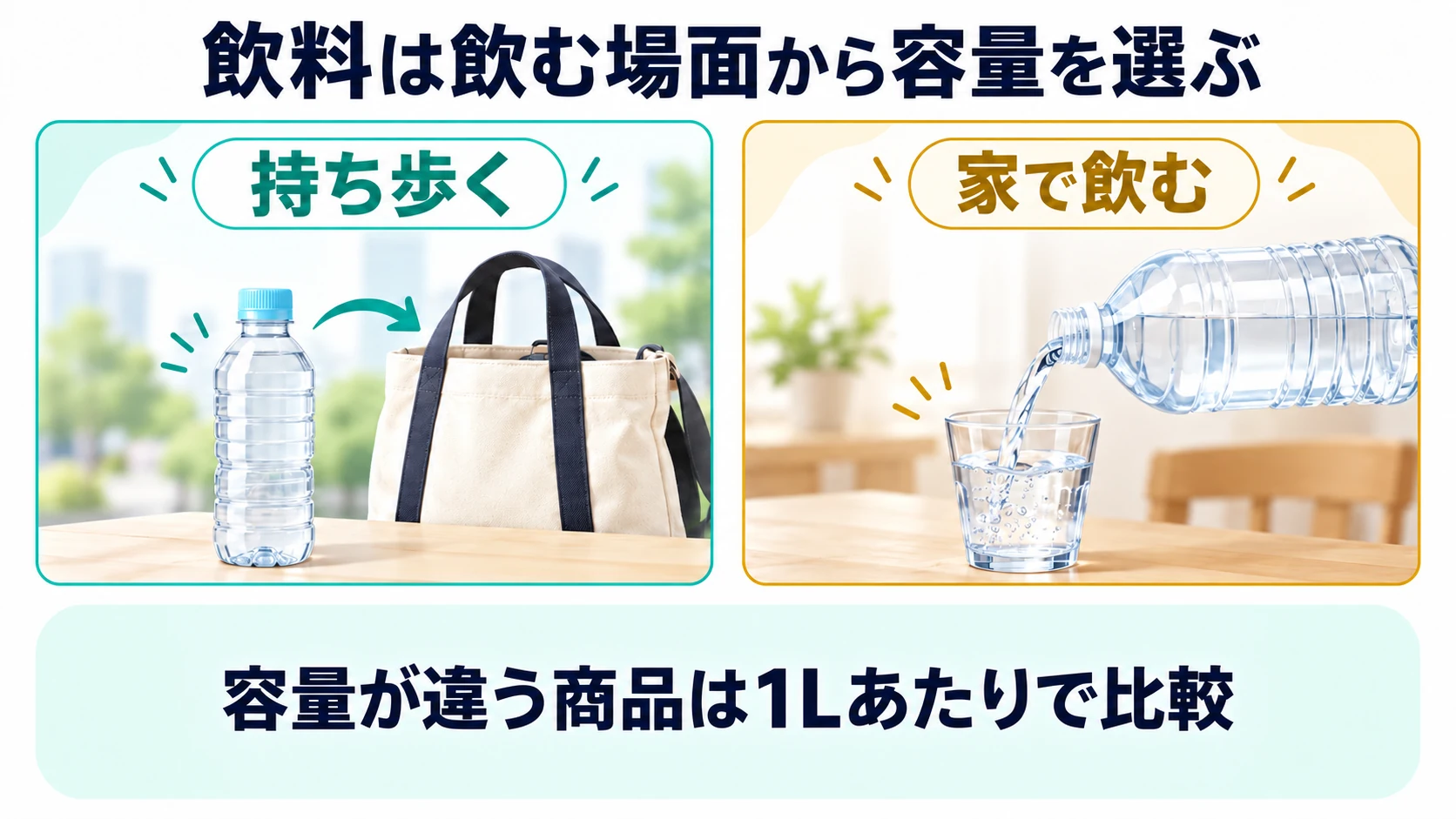 飲料は飲む場面から容量を選ぶ