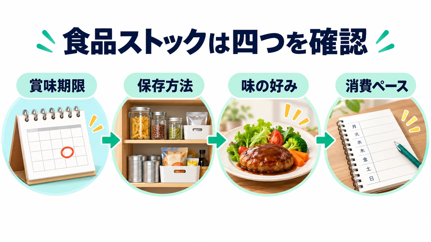 食品ストックは四つを確認