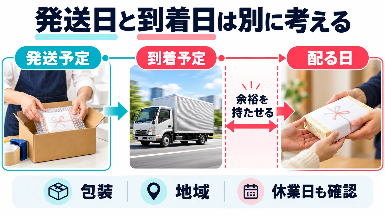 発送日と到着日は別に考える