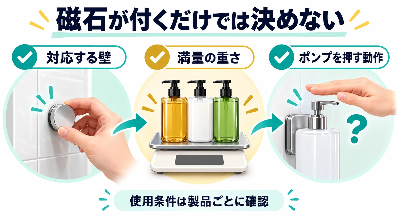 磁石が付くだけでは決めない