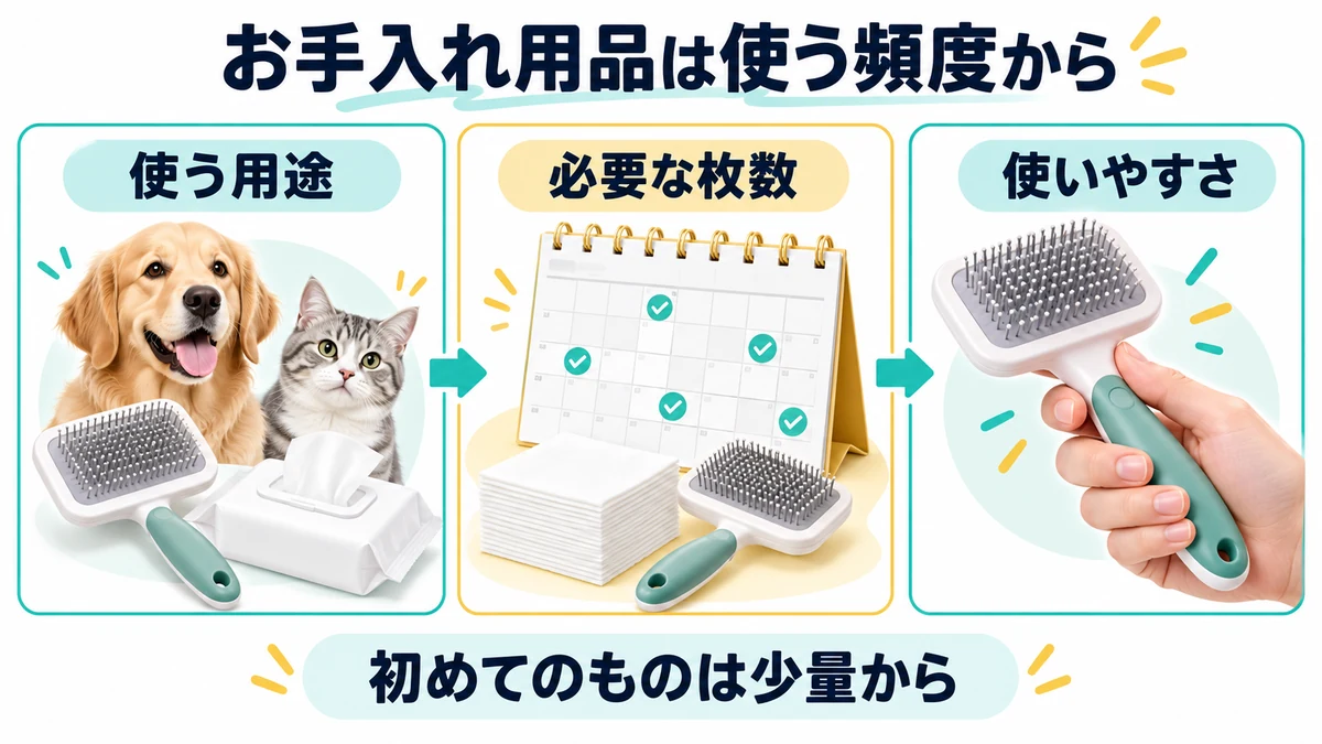 お手入れ用品は使う頻度から
