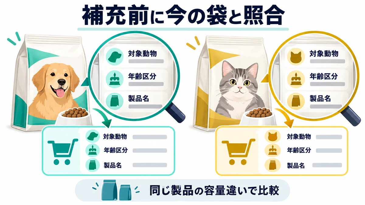 補充前に今の袋と照合