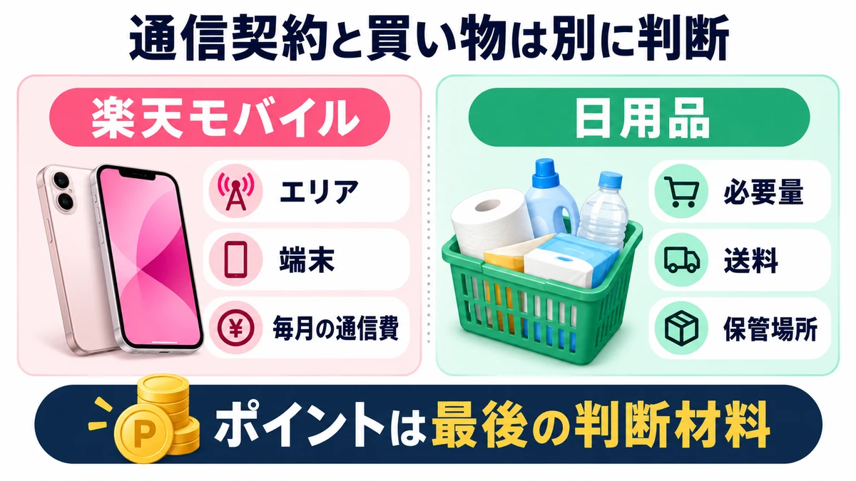 通信契約と買い物は別に判断を説明する図