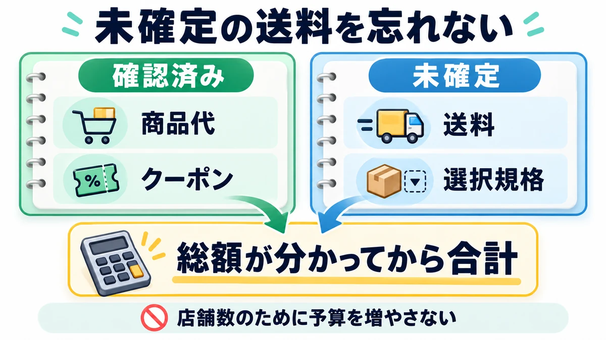 未確定の送料を忘れないを説明する図